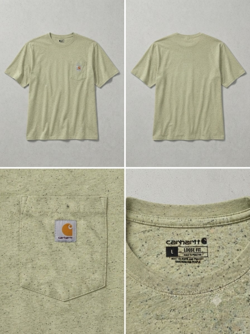 Carhartt Mens Light Green Speckle Pocket Tee